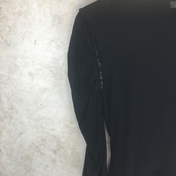 Kenneth Cole Black Faux-Wrap Top with Ruched Sleeves and Front Women's Size S - Picture 16 of 16